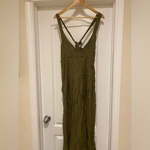 Free People Frankie Pintuck Army Green Maxi Dress